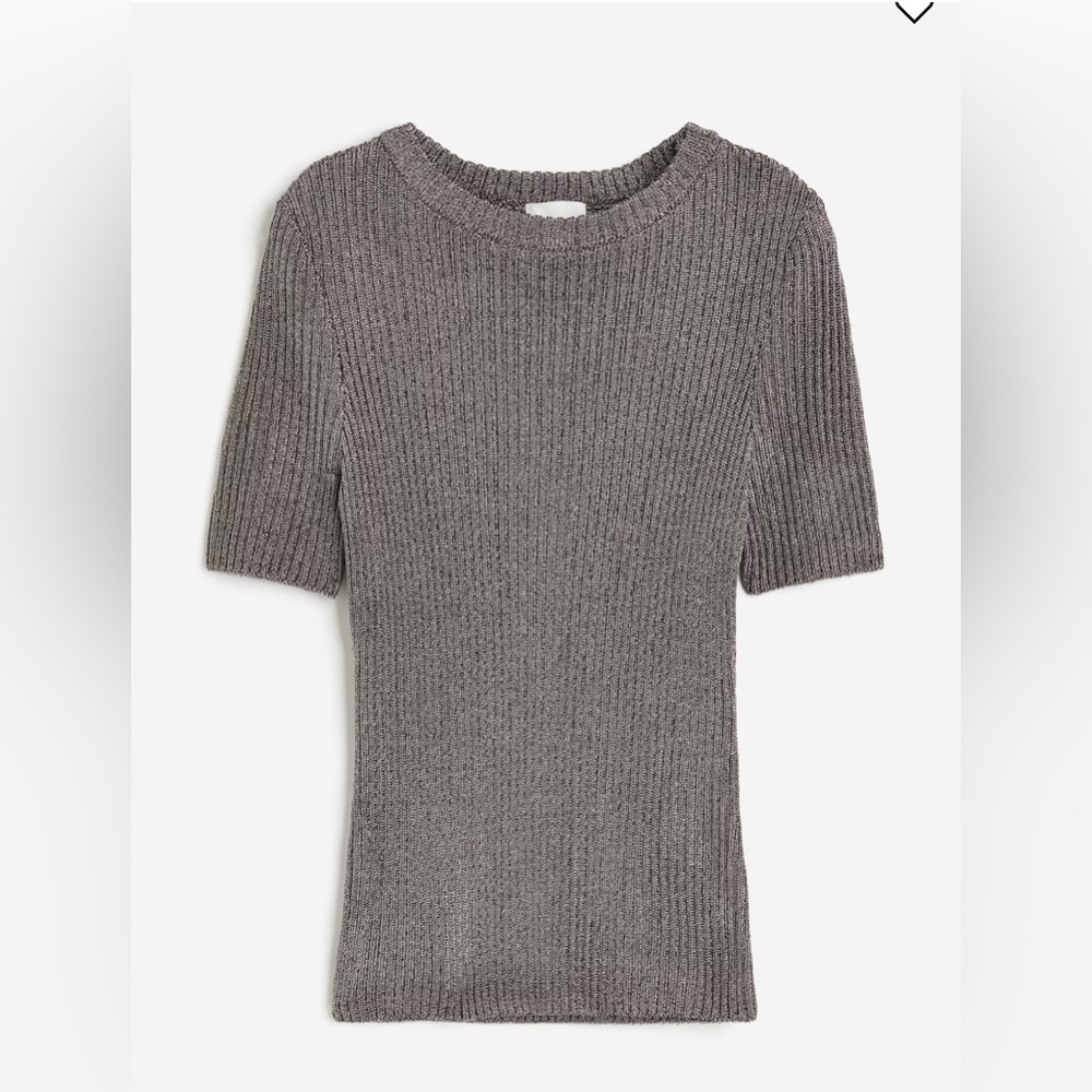 H&M  XS METALLIC RIB-KNIT TOP
